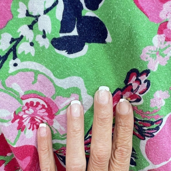 Lilly Pulitzer Pink Floral Ruffle Sleeve Dress SMALL Cotton Silk Blend - Picture 8 of 14